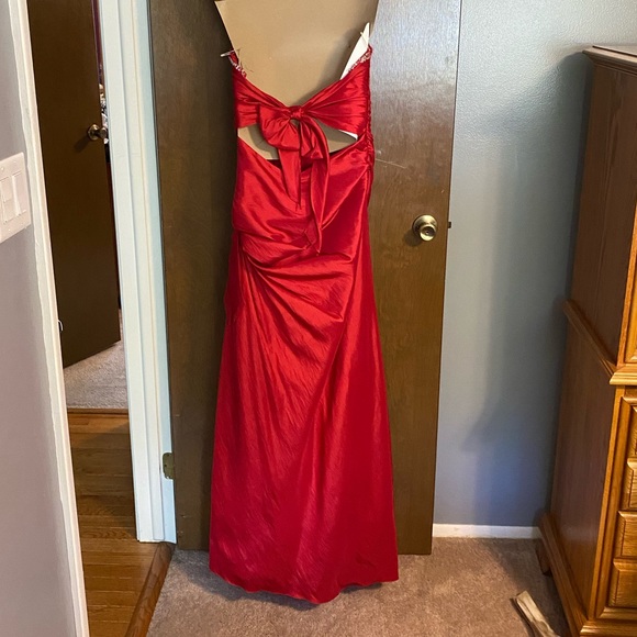 Maggie Sottero Beaded Red Halter Prom Gown - Picture 2 of 5